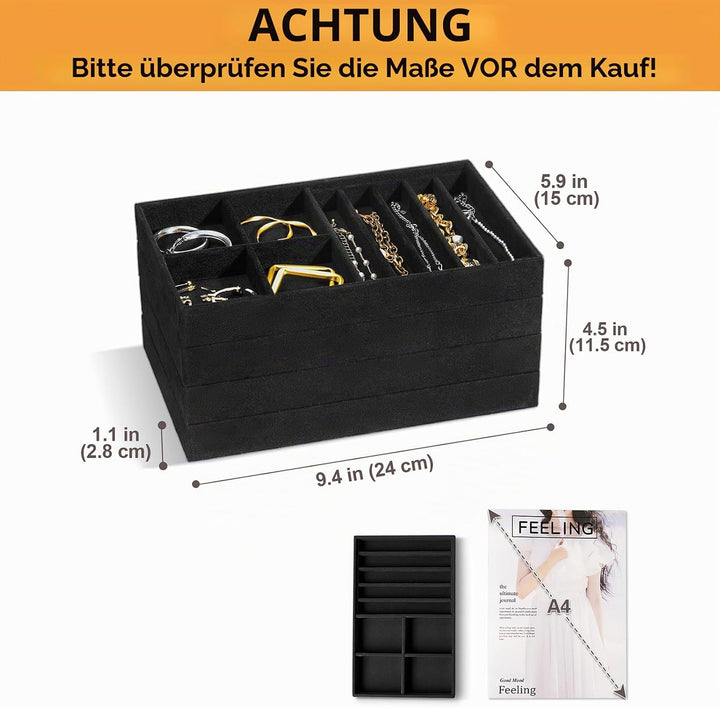 ProCase Schmucktablett Organizer mit 4 Schmuckschalen, Stapelbar Schmuck Schublade Organizer, Schmuc