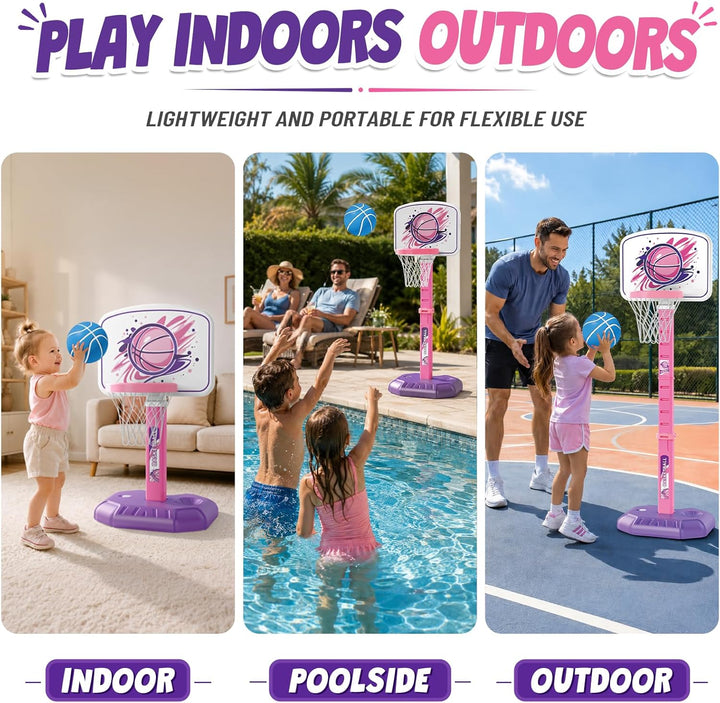 YESHIN Basketballkorb Kinder Indoor Outdoor, Tragbares Basketballkörbe mit Spass-Panel, höhenverstel