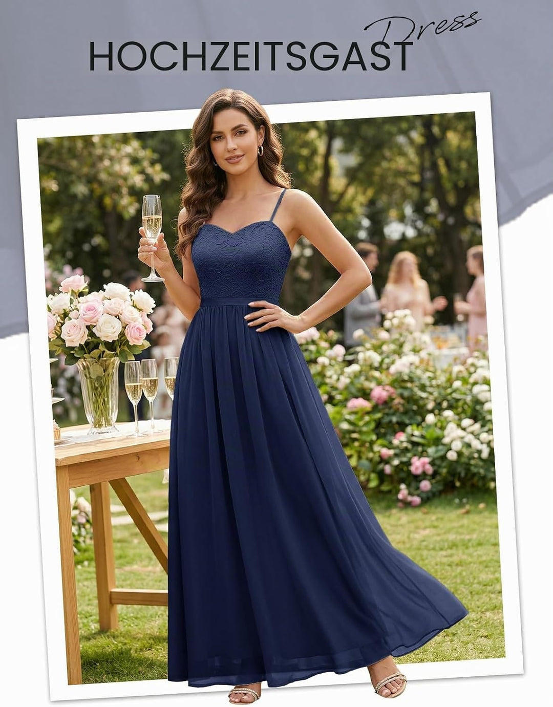 DRESSTELLS Damen Abendkleider Elegant für Hochzeit Brautjungfernkleider Lang Chiffon Brautjungfernkl