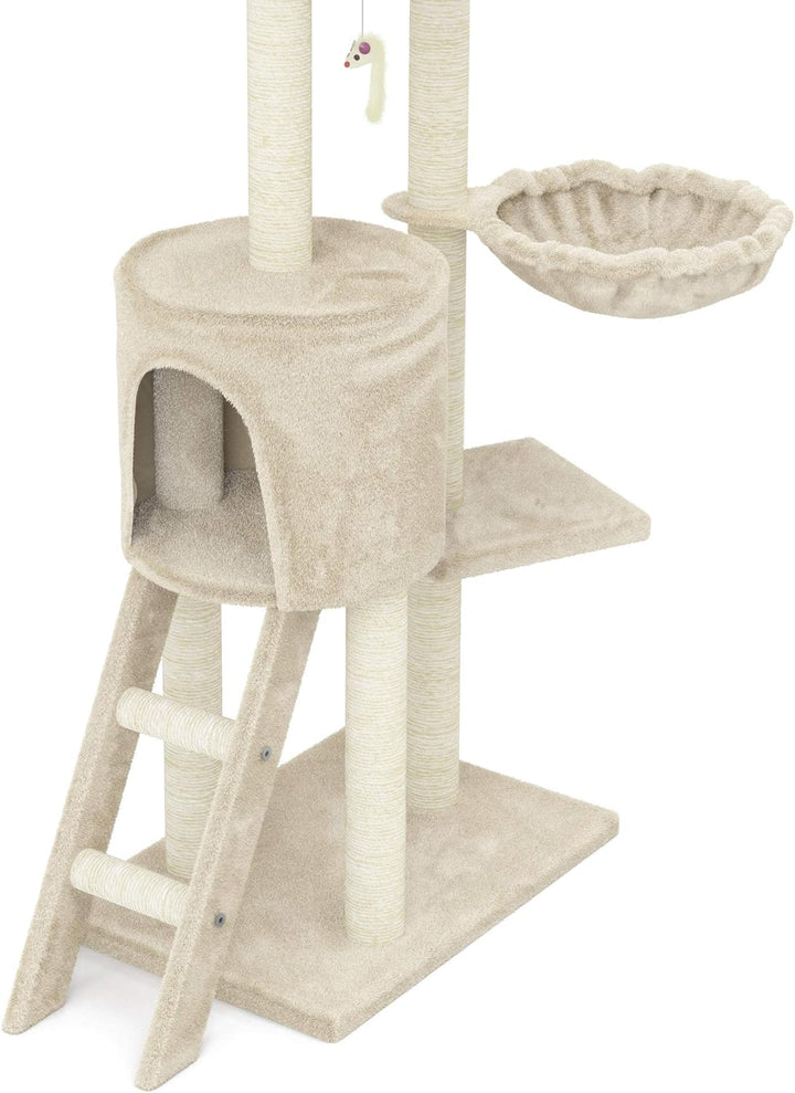 Beltom® KRATZBAUM KATZENKRATZBAUM KLETTERBAUM KATZENBAUM SPIELBAUM 140 cm. Park Spiele - Beige, Beig