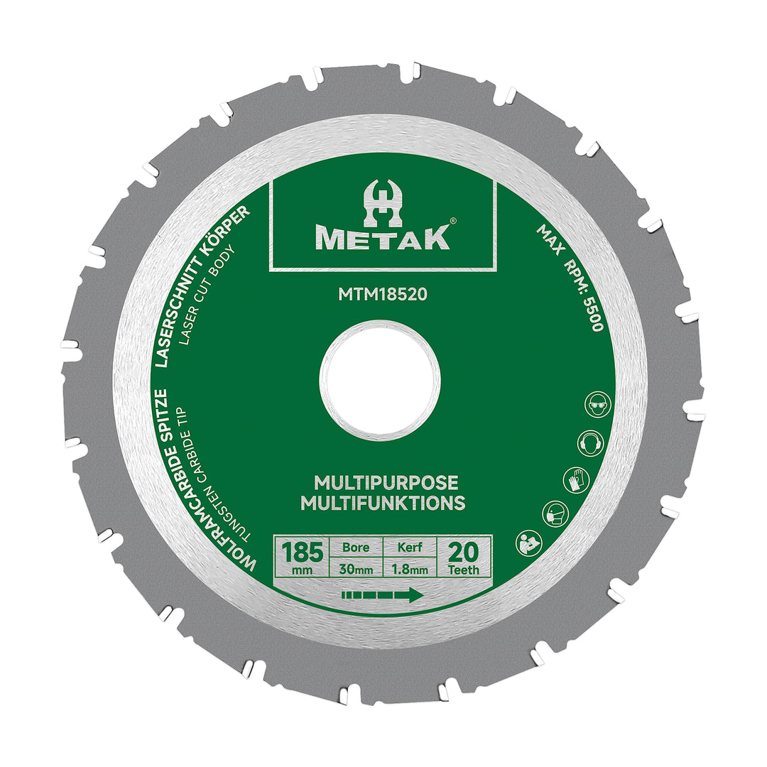 METAK HM Multifunktions Kreissägeblatt 185x30 mm für Holz, Metall, Aluminium | Multi Material Sägebl