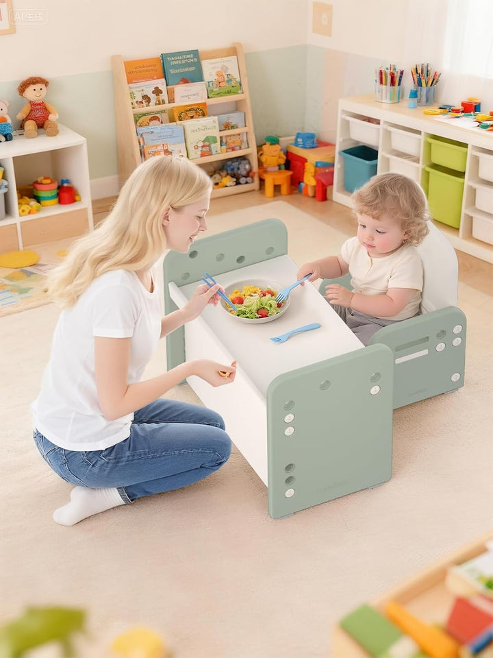 Kindertisch mit Stühle, Höhenverstellbarer Kinder Tisch Stuhl Set, Konvertierbarer Desktop，Multifunk
