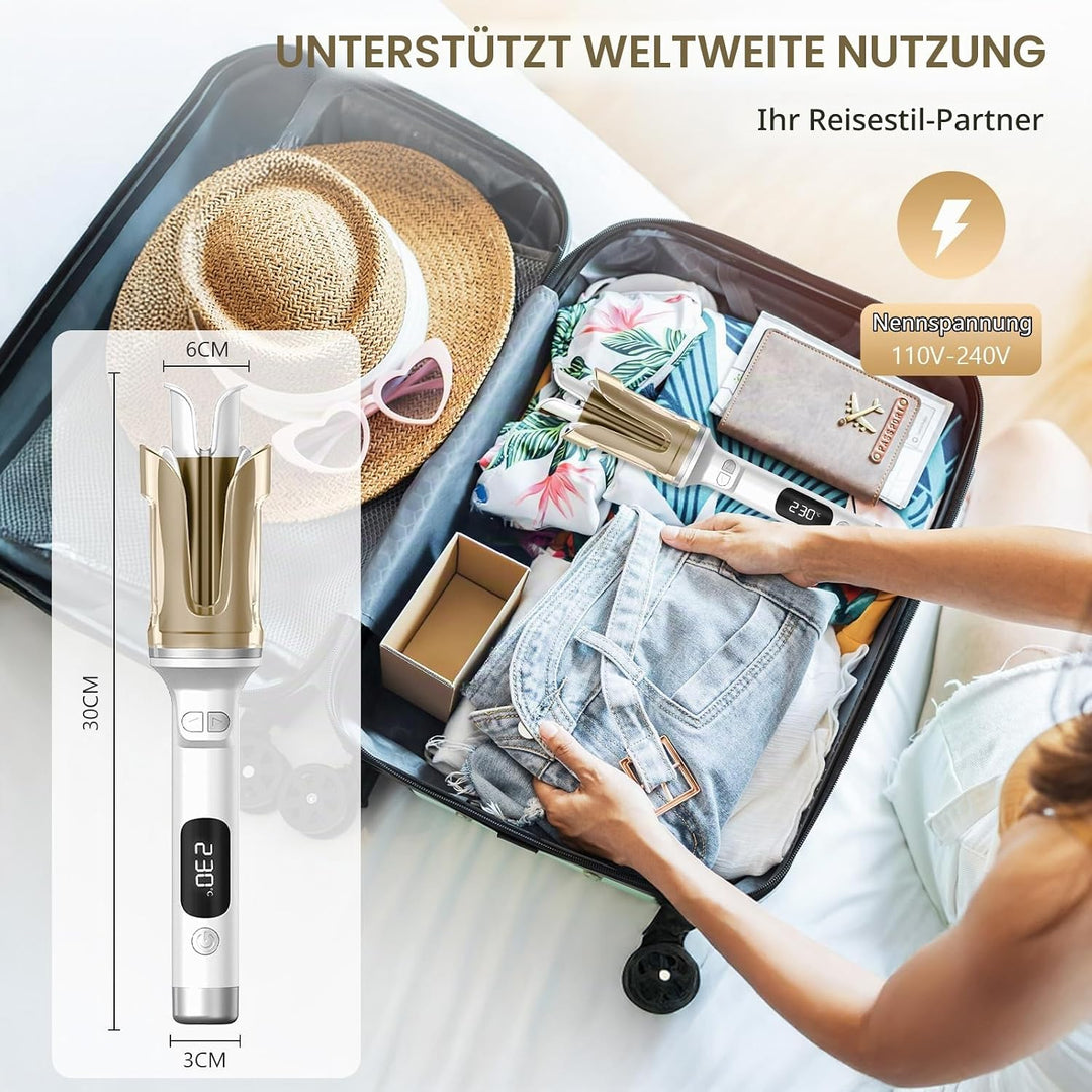 Lockenstab Automatisch Professioneller, Curling Iron, Rotierender Anti-Verbrühungs-Keramik-Lockensta