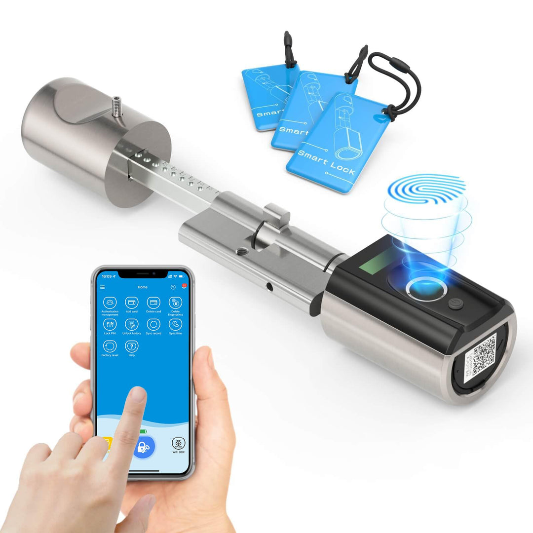 RUILON Türschloss Fingerabdruck,Elektronisches Türschloss mit RFID WiFi Bluetooth,Transponder,Finger
