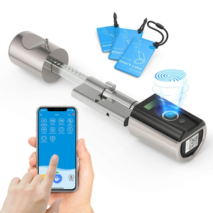 RUILON Türschloss Fingerabdruck,Elektronisches Türschloss mit RFID WiFi Bluetooth,Transponder,Finger
