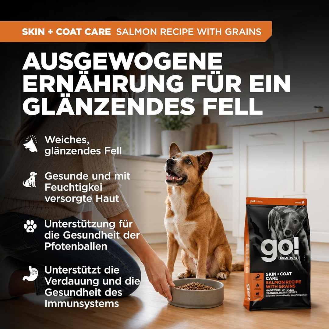 Go! Solutions Skin + Coat Care Getreidehaltige Rezeptur für Hunde Lachs, 1,6-kg-Beutel