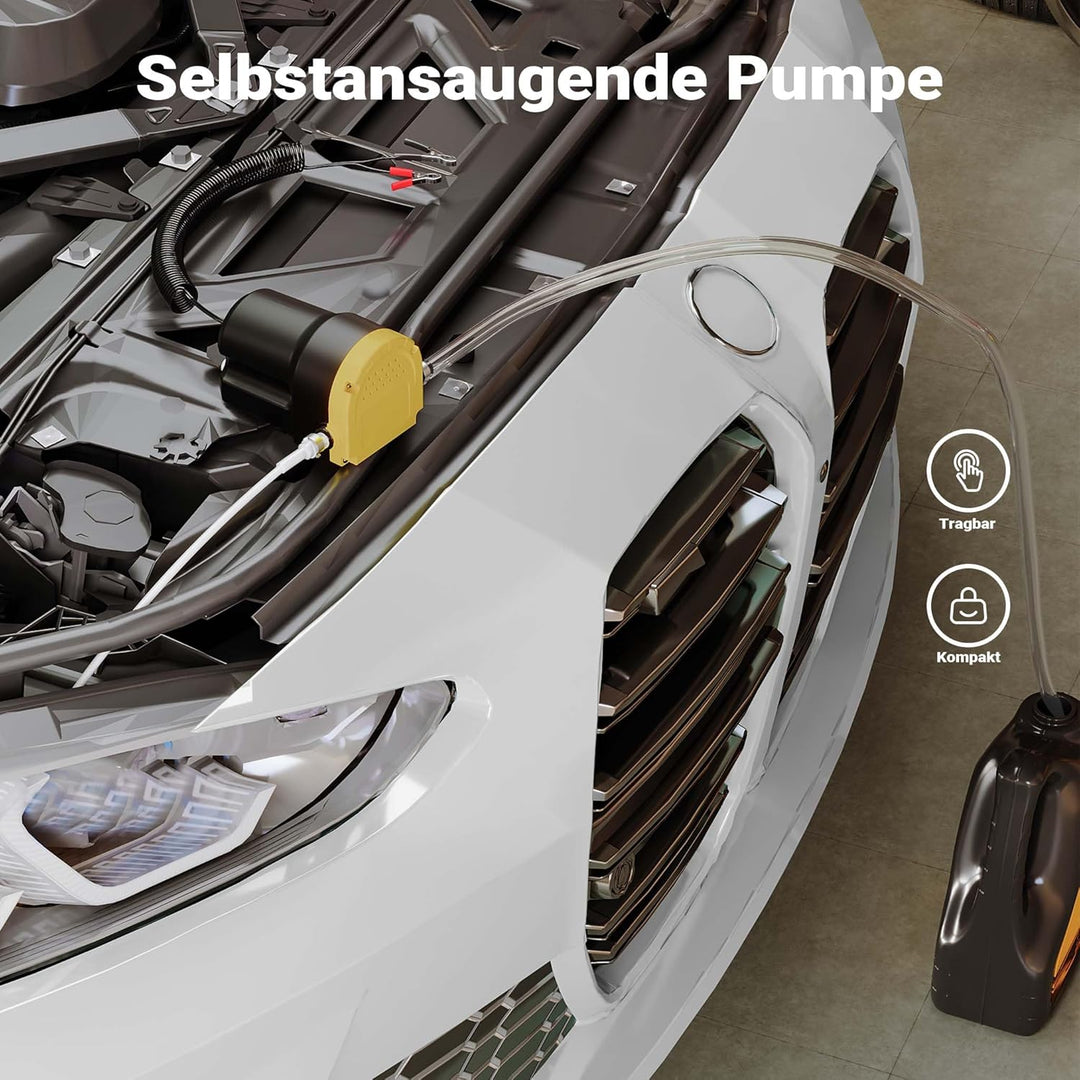 Wiltec Ölabsaugpumpe 12 V 60 W, 130 x 130 x 85 mm, 1 l/min, Absaugpumpe für Diesel, Biodiesel, Heizö