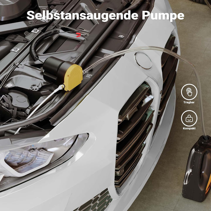 Wiltec Ölabsaugpumpe 12 V 60 W, 130 x 130 x 85 mm, 1 l/min, Absaugpumpe für Diesel, Biodiesel, Heizö