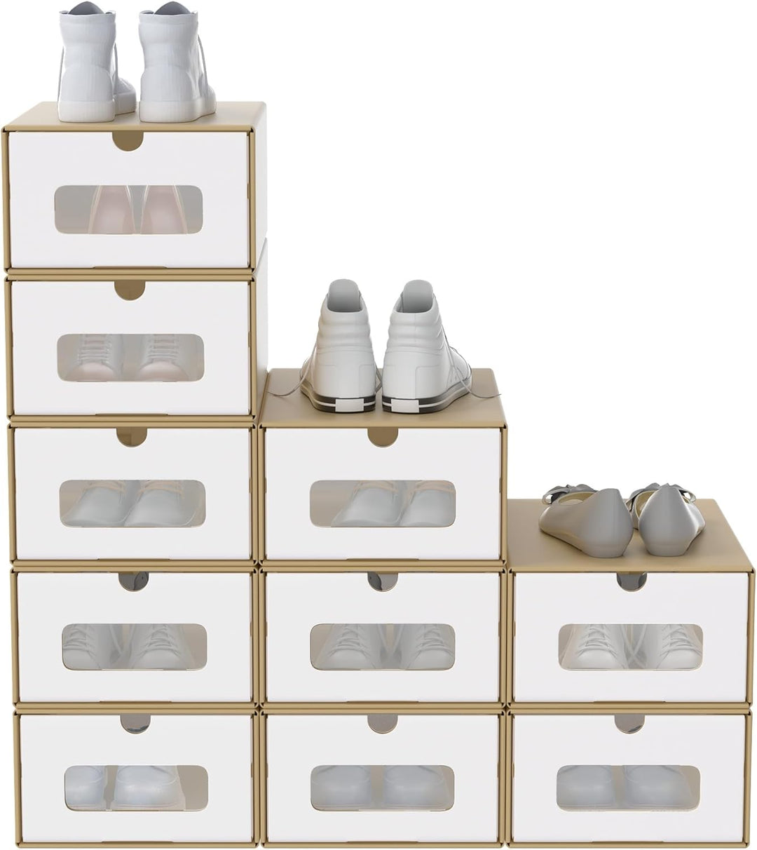 NAIZY Schubladenbox 10 Stück Schuhorganizer 34.5x23.5x13.5 cm Schuhboxen Stapelbar Kraftpapier Schub