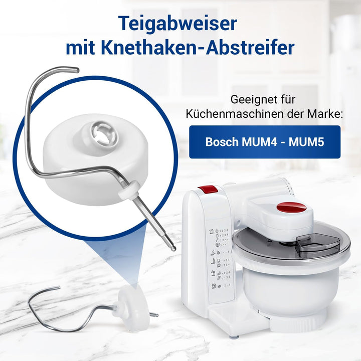 VIOKS Set Teigabweiser + Knethaken Ersatz für Bosch 00619166 00080060 - Knethaken Abstreifer mit Kne
