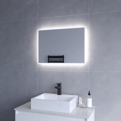 AQUABATOS 70x50 cm Antibeschlag Badspiegel mit LED Beleuchtung hell Badezimmerspiegel Dimmbar Touch