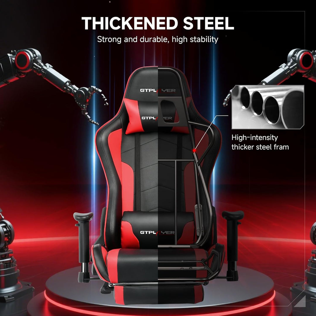 GTPLAYER Gaming Stuhl mit Fussstützen Lautsprecher Bluetooth, Gamer Stuhl Ergonomischer Computerstuh