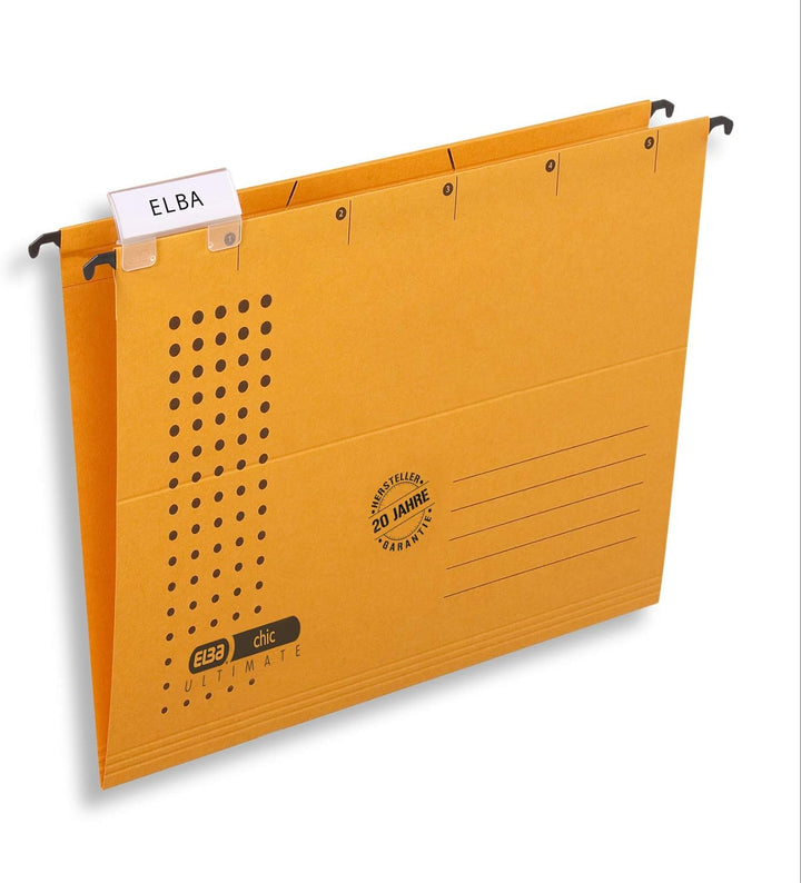 ELBA Hängemappe chic für A4, aus Karton, seitlich offen, gelb, 25er Pack Hängemappe gelb 25 Stück, H