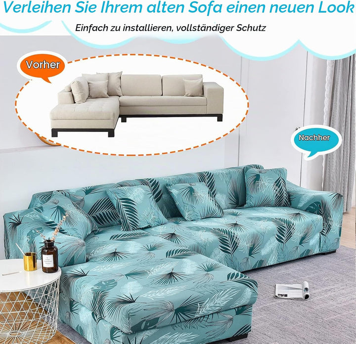 ShowyLive Sofa Überzug Ecksofa L Form Couch Überzug 2er Set Elastische Stretch mit 2 Stück Kissenbez