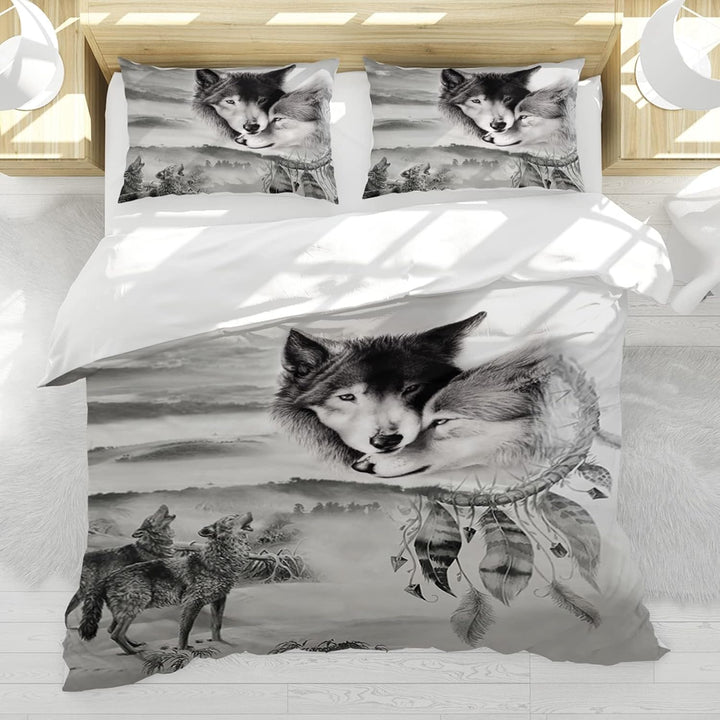 Hoimlm Wolf Bettwäsche 220x240 Mikrofaser Bettbezug mit kopfkissenbezug, Jungen Teens bettwäsche Set