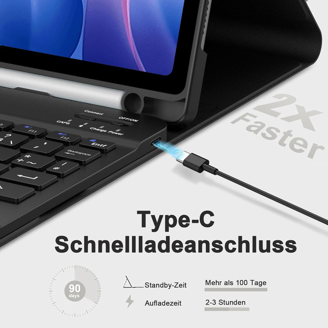 IVEOPPE Tastatur für Xiaomi Redmi Pad 2 &amp; SE 11 Zoll, Hülle mit Bluetooth Abnehmbarer Tastatur für R