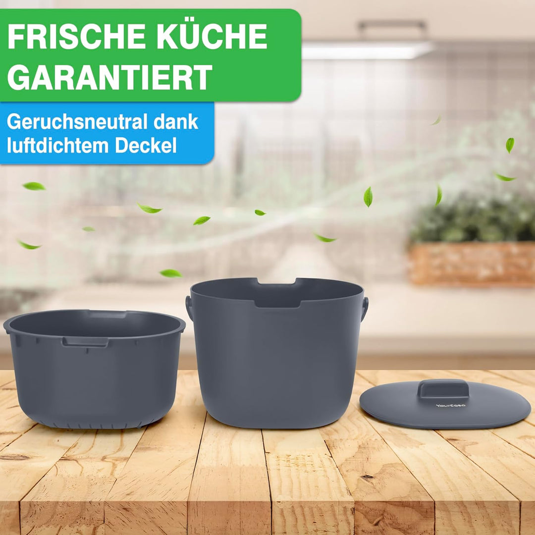 YourCasa Biomülleimer Küche 3,6L - Komposteimer für alltäglichen Biomüll Behälter Spülmaschinenfest
