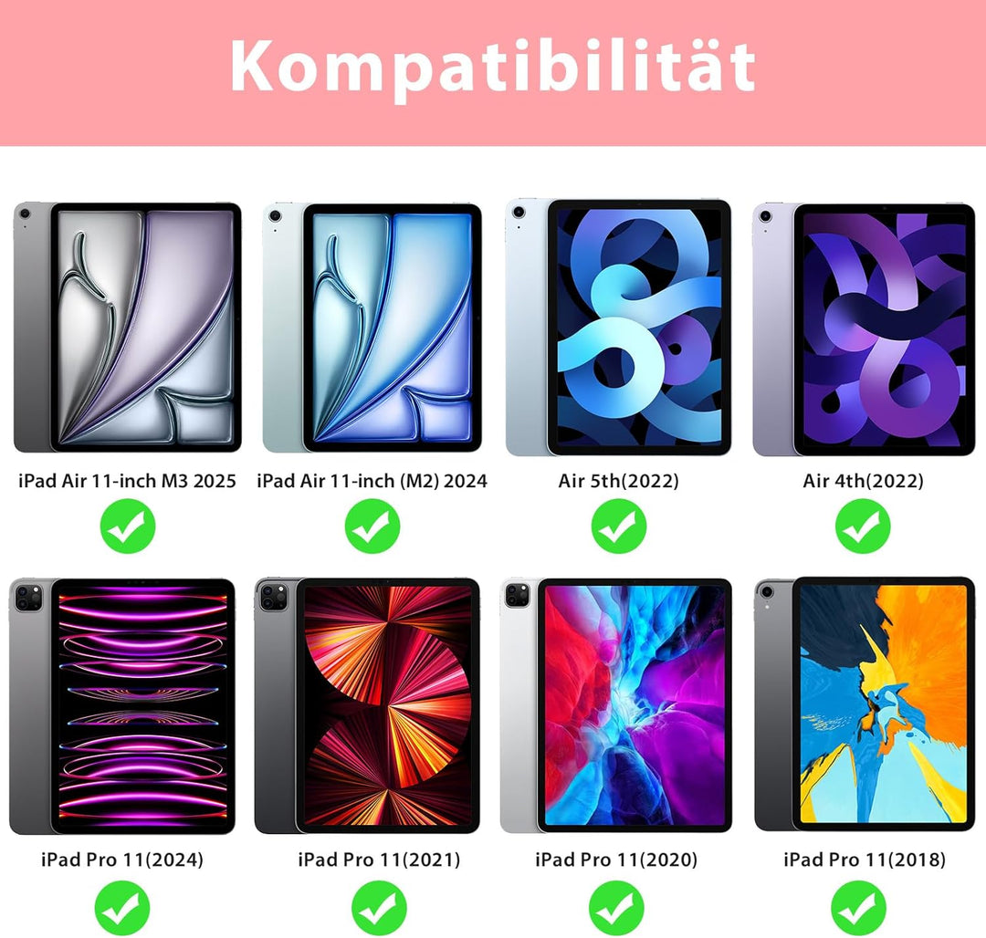 CC Store Hülle mit Tastatur für iPad Air 11 Zoll M3 2025/M2 2024,iPad Air 5/4 10.9 Zoll, ipad Pro 11