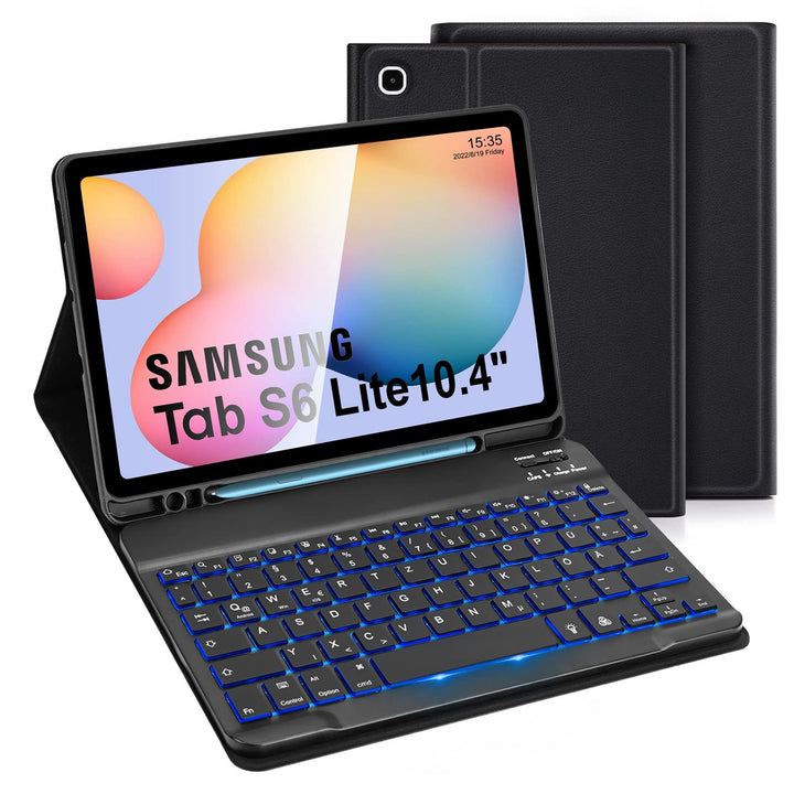 LAMA Samsung Galaxy Tab S6 Lite Hülle mit Tastatur-Deutsches QWERTZ Layout, Kabellose Tastatur Hülle