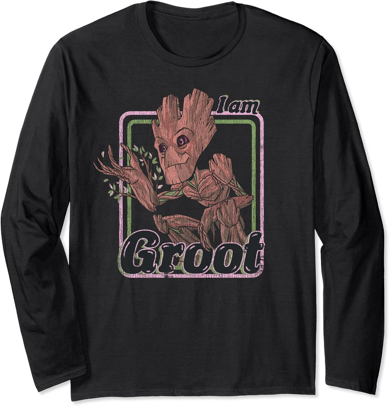 Marvel Guardians Of The Galaxy I Am Groot Retro Portrait Langarmshirt