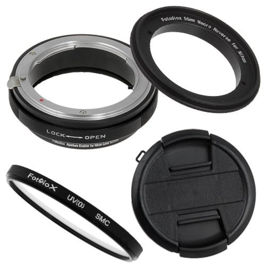 Fotodiox Macro Reverse Adapter Compatible with 55mm Filter Thread on Nikon F Mount Cameras 55mm-Kit