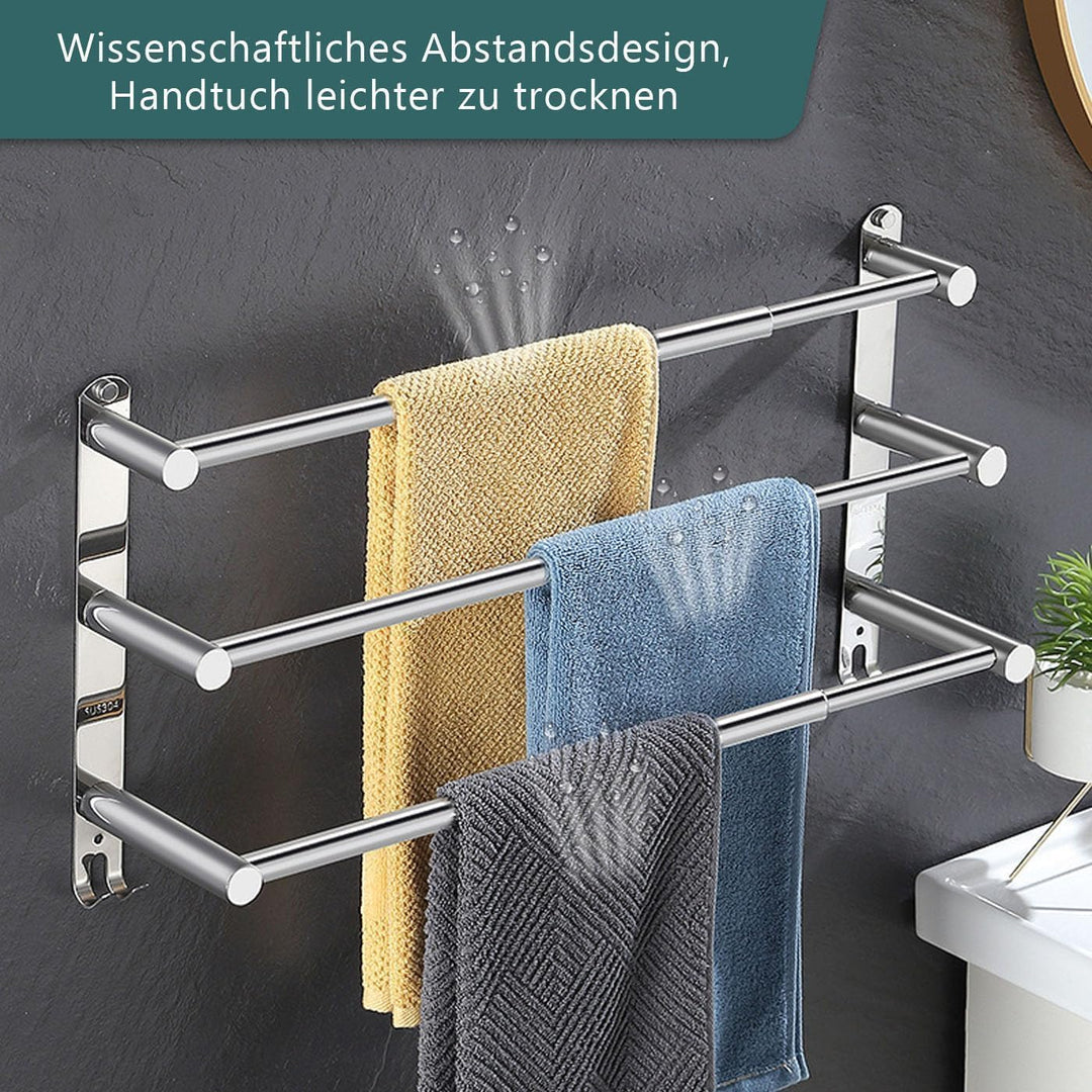 ANBOO Handtuchhalter Ohne Bohren Ausziehbar 43-78CM, Edelstahl Handtuchhalter mit 2 Haken für Badezi