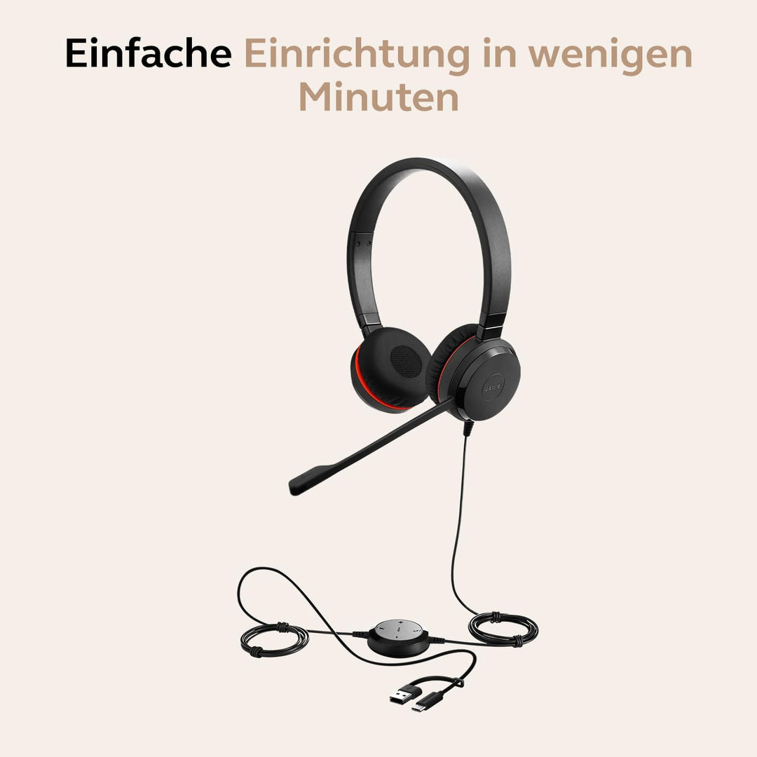 Jabra Evolve 30 II, Microsoft Teams zertifiziertes Stereo-Headset mit Anrufsteuerung, Mikrofon mit G