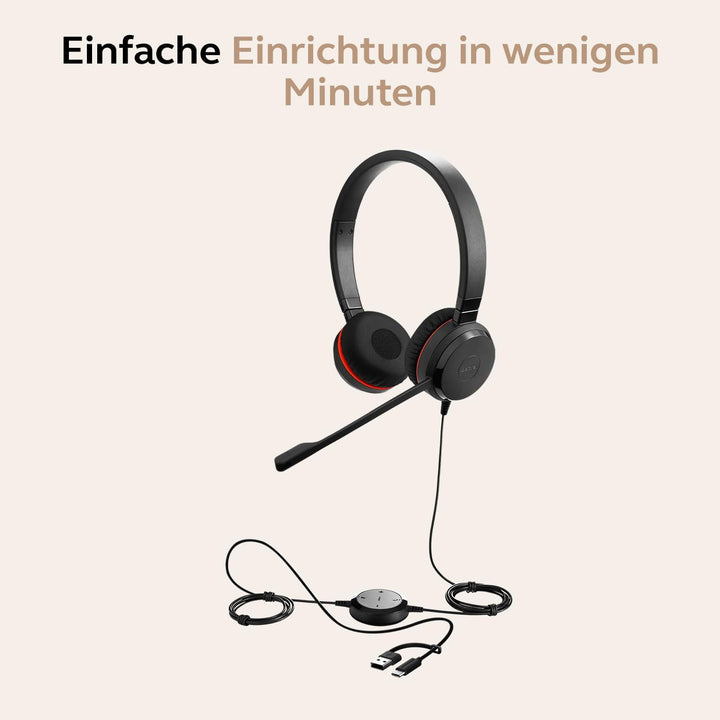 Jabra Evolve 30 II, Unified Communications zertifiziertes Stereo-Headset mit Anrufsteuerung, Mikrofo
