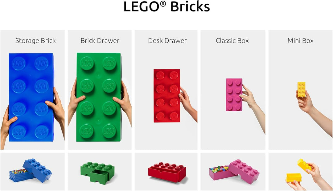 LEGO Aufbewahrungsstein, 8 Noppen, Stapelbare Aufbewahrungsbox, 12 l, gelb, Gelb