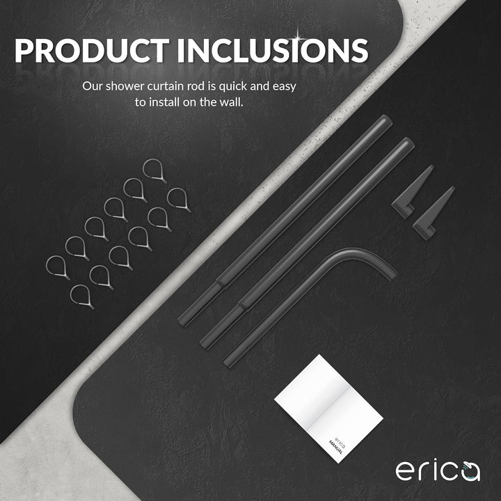 Erica Duschvorhangstange L form 70x90, 70x160 oder 90x140 cm + Klebebefestigungen | Duschvorhang sta