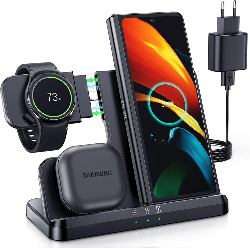 LK Induktive Ladestation für Samsung 3 in 1 Ladestation Kompatibel für Galaxy Watch 6/6 Classic/5/5