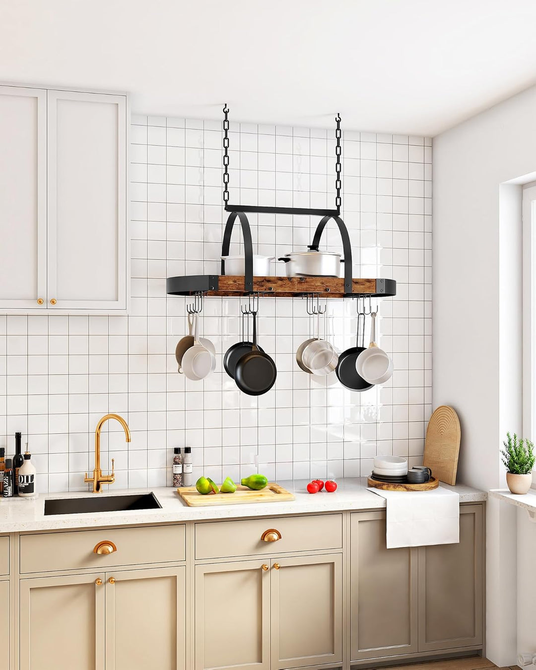 Küchenregal hängend, Küche Topfregal Deckenregal, Hängendes Küchenregal, Küchenutensilien-Organizer