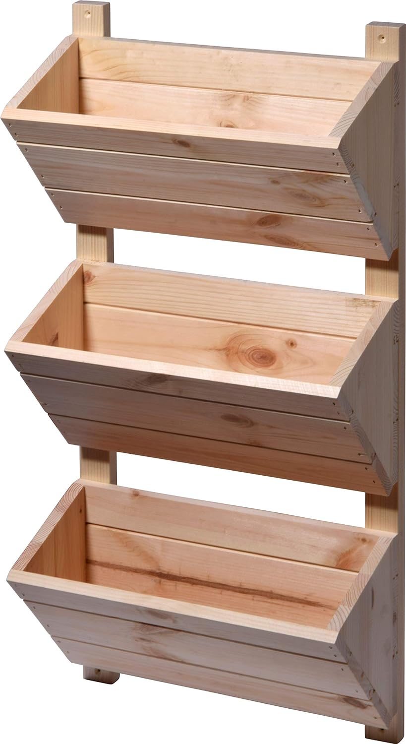 dobar® Green Label 58383FSCe Wandbeet mit 3 Pflanzkästen | Blumentreppe aus Holz | Blumenleiter für
