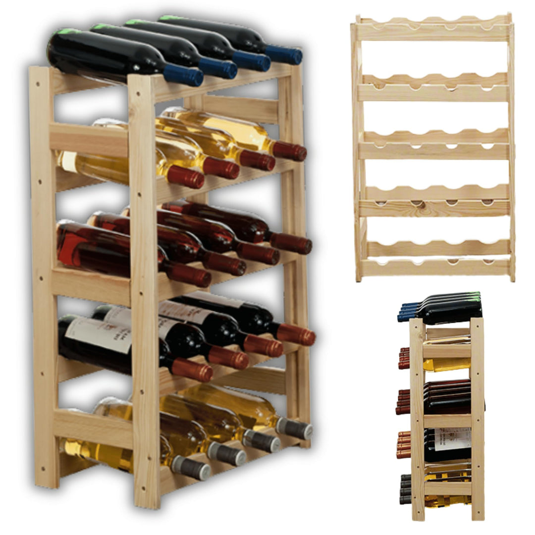 MODO24 Weinregal, Holz, unbehandelt, 43,5 x 25 x 70 cm,