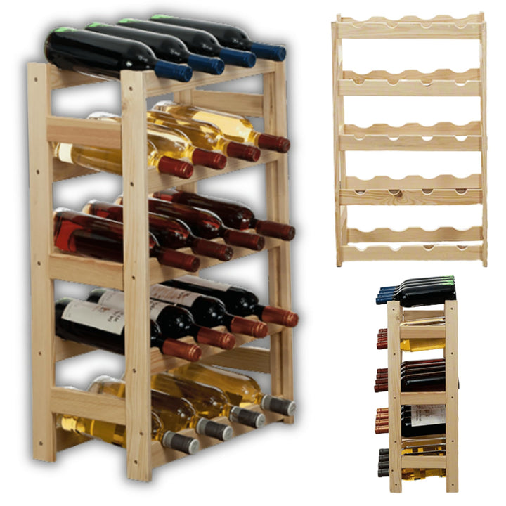 MODO24 Weinregal, Holz, unbehandelt, 43,5 x 25 x 70 cm,