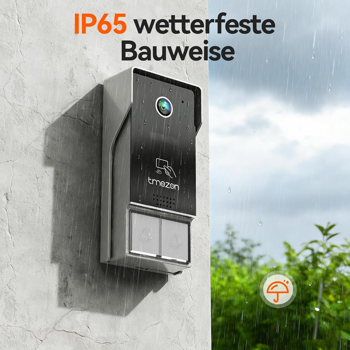 TMEZON WLAN Video Türsprechanlage 2-familienhaus,1080P HD Türklingel mit Kamera,7-Zoll-Farb-Touchscr