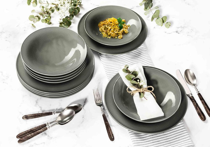 Seltmann Weiden Beat Color Glaze Suppenteller 6er Set, ø 22,5 cm, Tiefer runder Teller mit Rillenrel