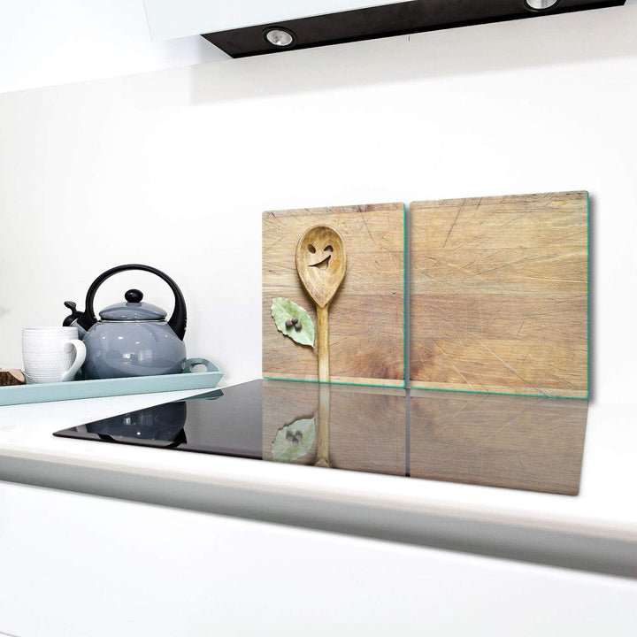 TMK | Herdabdeckplatten Set 2x40x52 cm Ceranfeld Abdeckung Glas Spritzschutz Abdeckplatte Glasplatte
