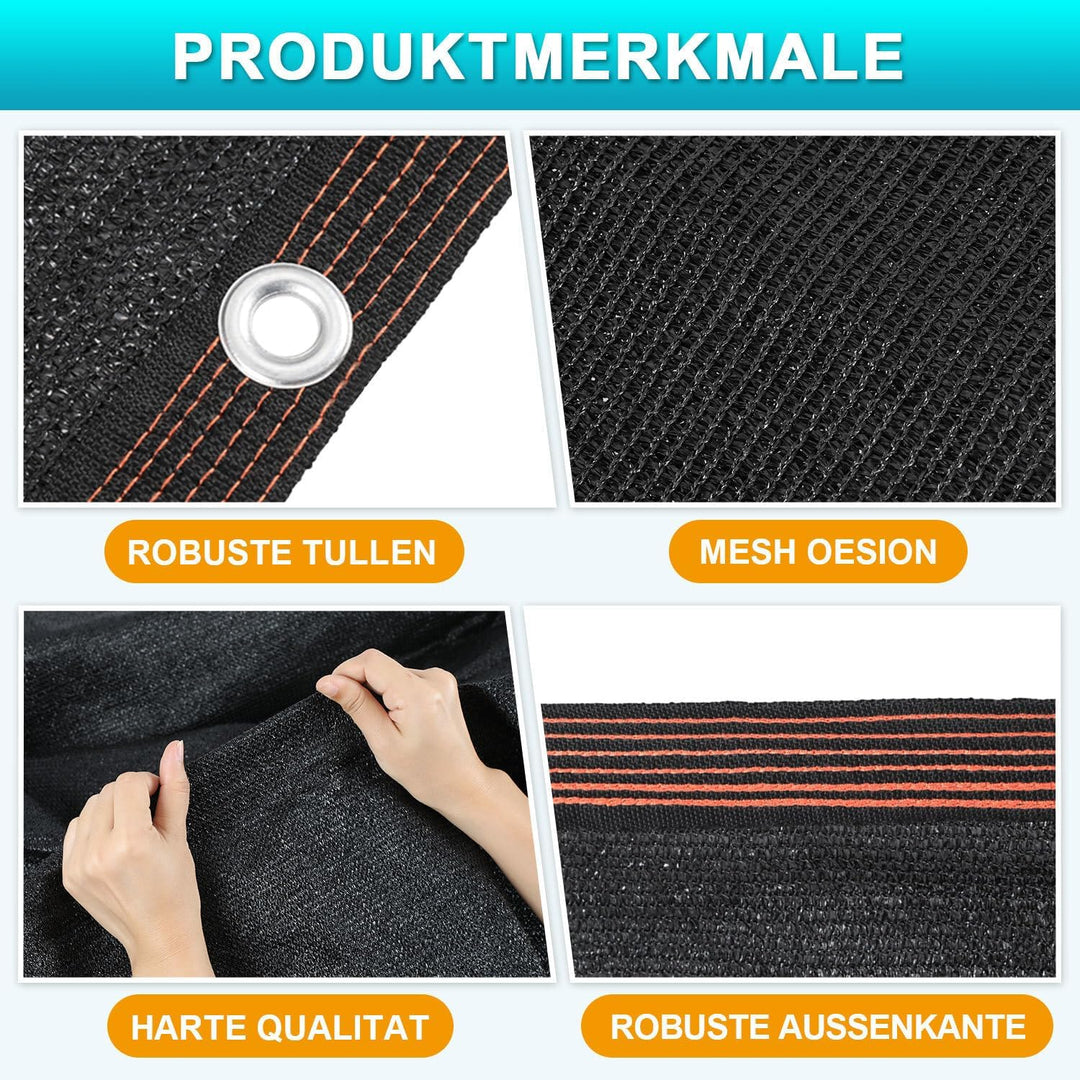 Sonnensegel 2x4 m Garden Shade Net,90% UV-Beständiges Terrassendach Sonnenschutz,Schwarz Schattennet