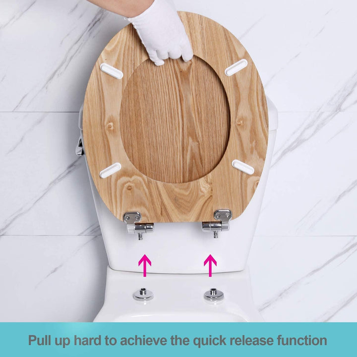 Angel Shield Toilettendeckel Holz WC-Sitz mit Absenkautomatik Quick-Release Funktion für einfach Rei
