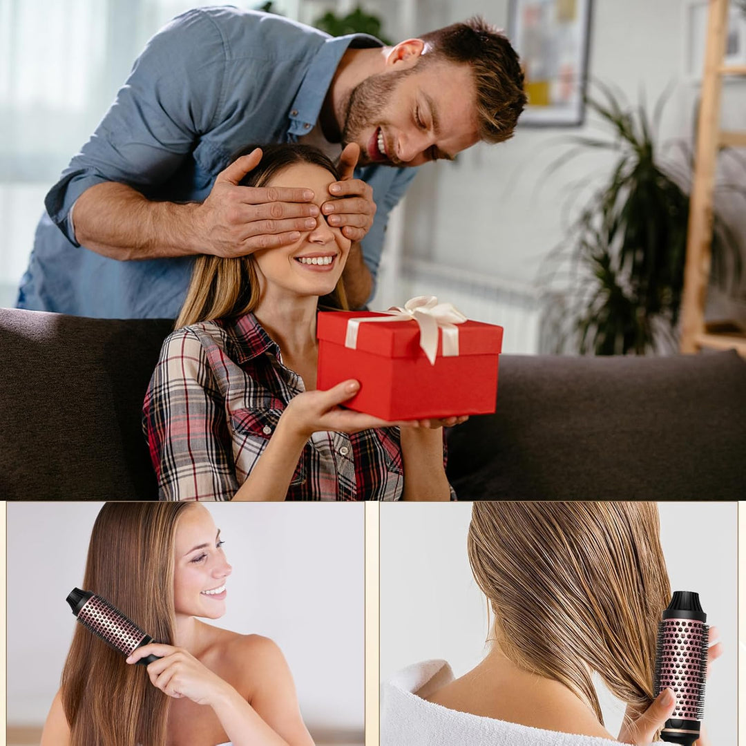 3 In 1 Thermal Brush,38MM Fass Salon One Step Haartrockner und Volumiser Thermobürste,5 Temperaturst