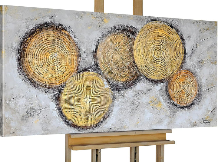 Monica Mirafiori I 100% HANDGEMALT I Gemälde Golden Ciecles 100x50cm | Gemälde Handgemalt | Acrylgem