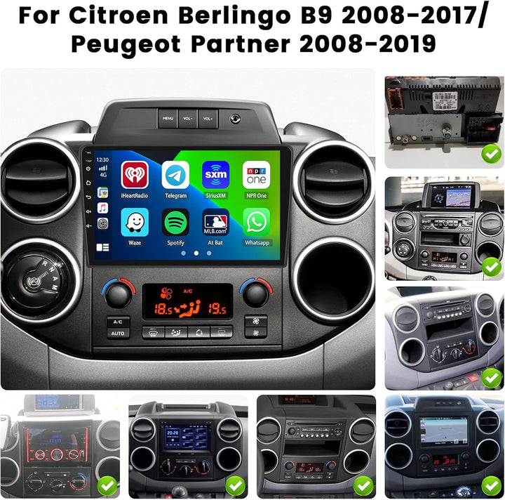 Hikity 8 core 4+64GB Android 15 Autoradio für Citroen Berlingo 2015-2018/Peugeot Partner 2008-2019 R