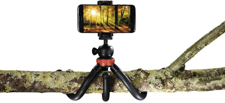 Hama Stativ Flexpro (für Smartphone, GoPro und Kameras, mit Gelenkfüssen, Höhe 27 cm) schwarz/rot sc