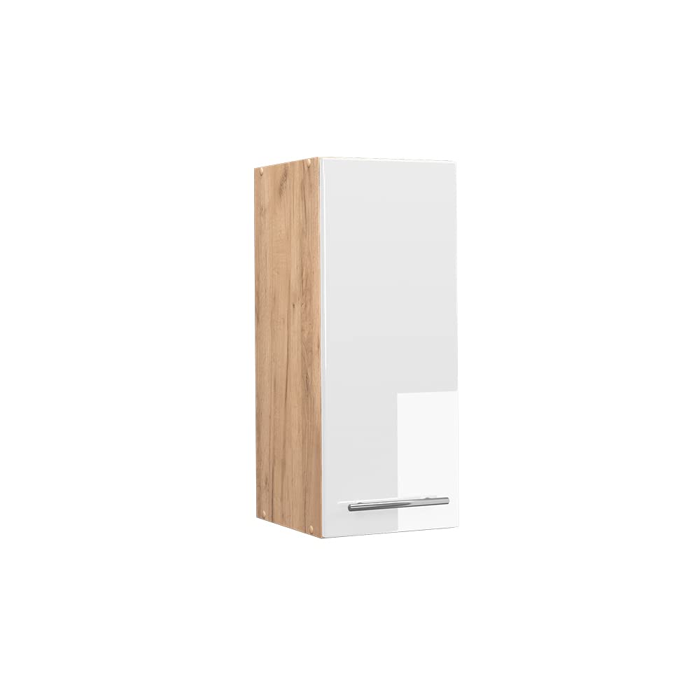 Vicco Hängeschrank Fame-Line, Weiss Hochglanz/Goldkraft Eiche, 30 cm Hängeschrank 30 cm Weiss Hochgl