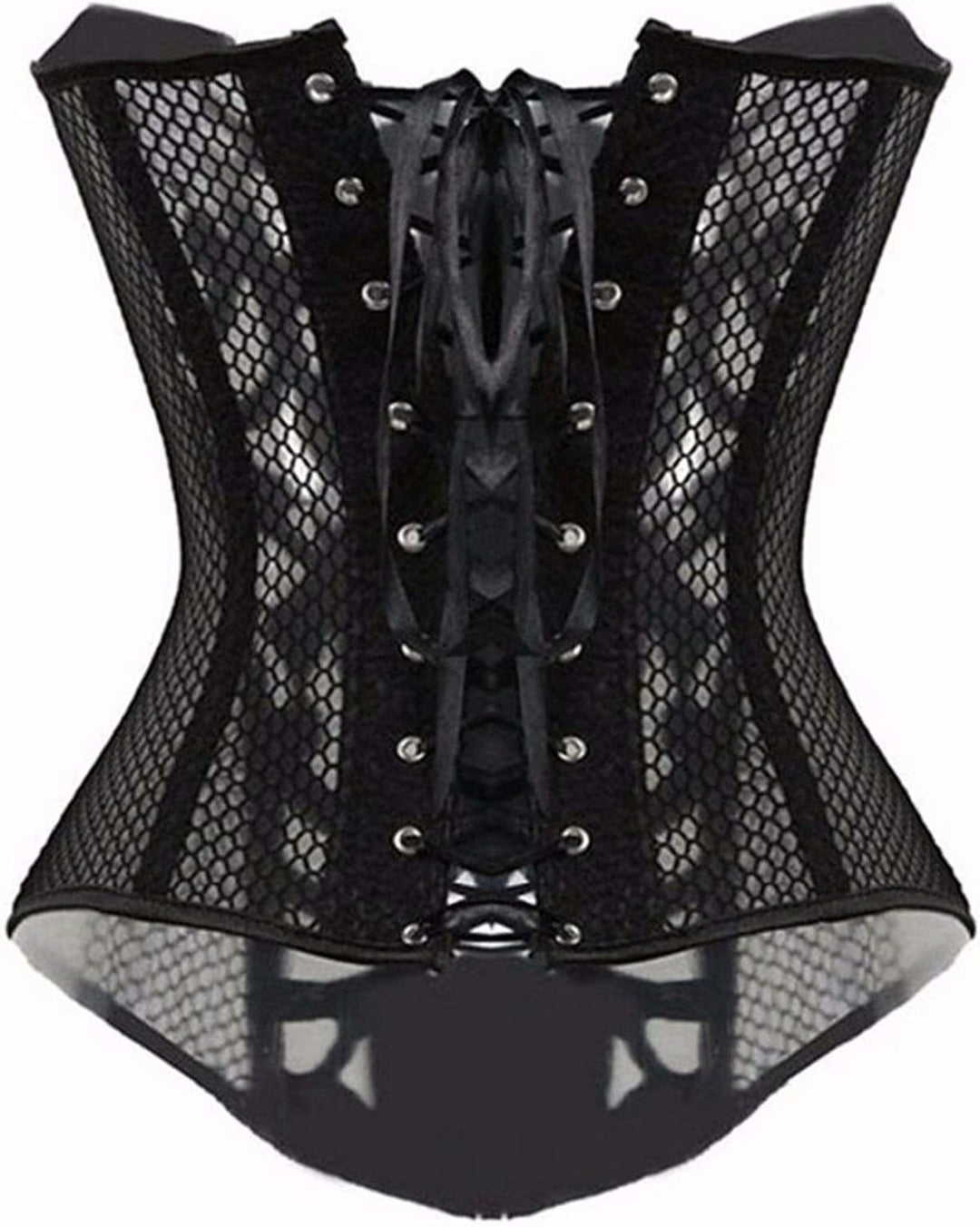 Josamogre Corsagen und Korsetts mesh hohl Spitze Bustier Vollbrust sexy Gothic schnüren Burlesque Da