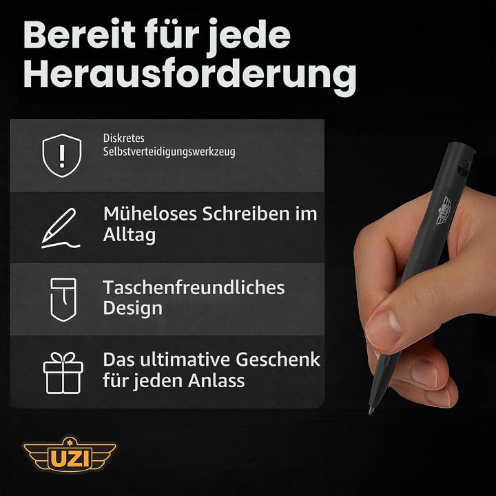 UZI Tactical Pen UZI-TACPEN2-BK Flugzeug Aluminium Selbstverteidigung BestTactical Pen Multi-Tool Üb