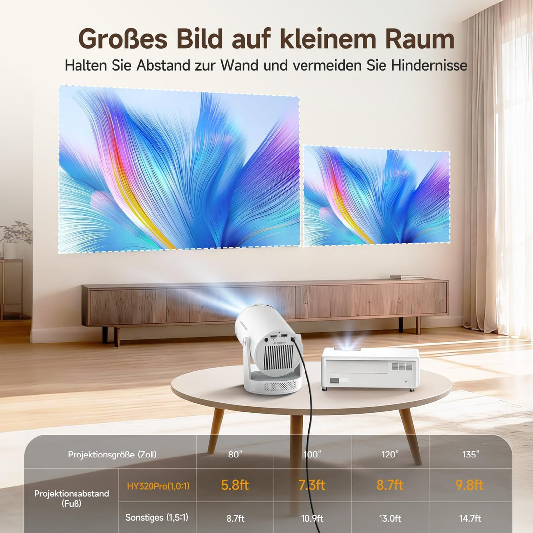 【Autofokus】 Magcubic Mini Beamer 4K HY320pro, Projektor mit Native 1080p, 400 ANSI, 10.000:1 Kontras