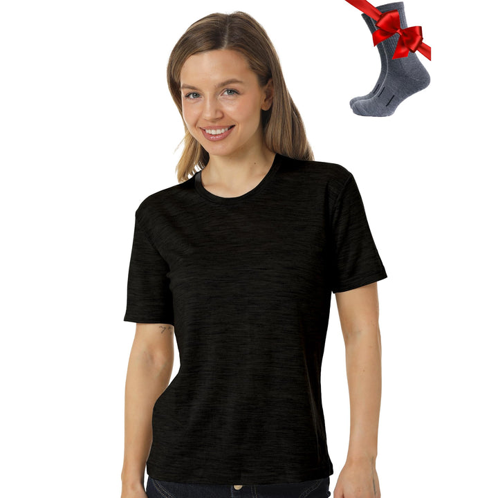Merino.tech Merinowolle T-Shirt Damen - 100% Merinowolle Leichte Basisschicht Damen Kurzarm T-Shirt