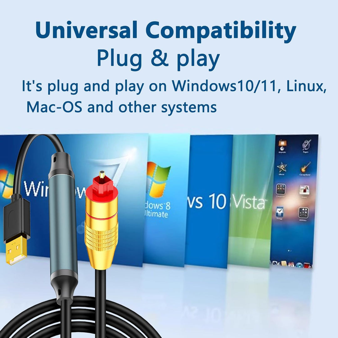 USB-auf-optisches Audio-Adapterkabel, unidirektionaler USB-A-Stecker auf SPDIF-Port, Konverter-Ansch